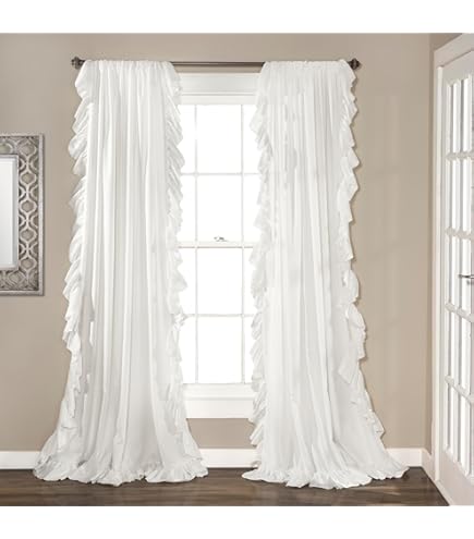 2PC MULTILAYERED VERTICAL RUFFLE PANEL WINDOW CURTAIN SHEER CRUSHED SHUBBY 84 e