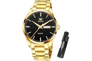 OLEVS Mens Gold Watches Waterproof Stainless Steel Lightweight Watch with Date Classic Luxury Dress Watch for Men Gold White Blue Green Dial