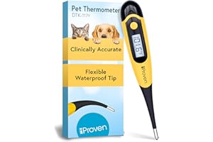 IPROVÈN iProven Dog & Cat Thermometer for Accurate Fever Detection, Comfortable Flexible Tip, Waterproof Pet Thermometer, Fast Readings in 20 sec, Whelping and Veterinary Supply, DTK-117Y