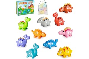 JETBOTELL 52 PCS Dinosaur Alphabet Learning Toys for Toddlers Kids 3-5, 10 Different Dinosaur Figures, Double Sided ABC Matching Game, Preschool Activities Montessori Fine Motor Toys for Toddlers Kids