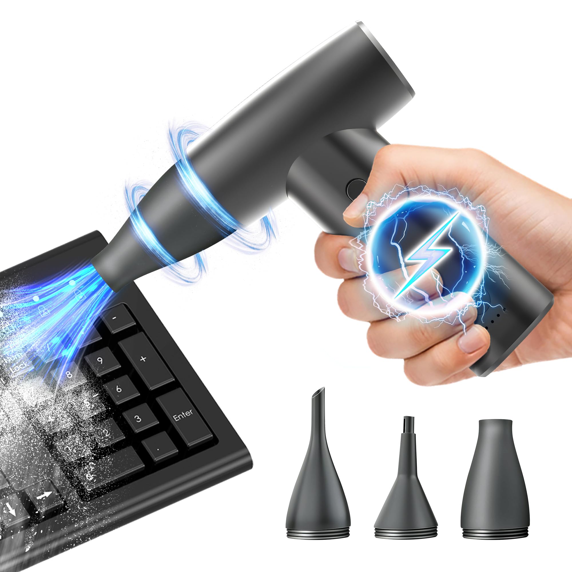 Photo 1 of Electric Air Duster, Compressed Air Duster, Rechargeable Air Duster Compressed Air Blower, 110000RPM Pc Air Duster Computer Air Duster, Keyboard Electric Compressed Air Duster