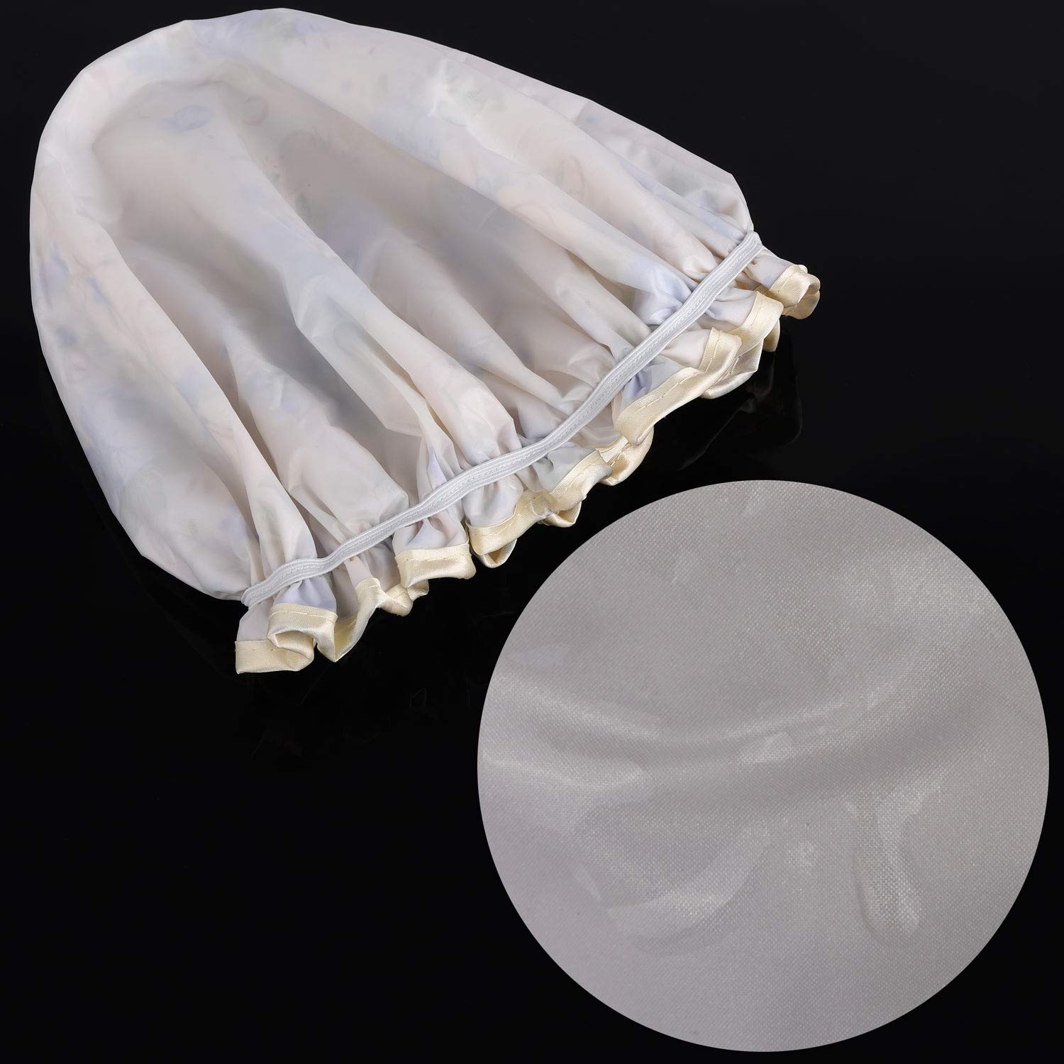 Flower Shower Caps for Women and Girl, Bath Cap 10.5" Waterproof Double Layers Reusable for Women Hair Protection EVA Plastic Lace Elastic Band : Beauty