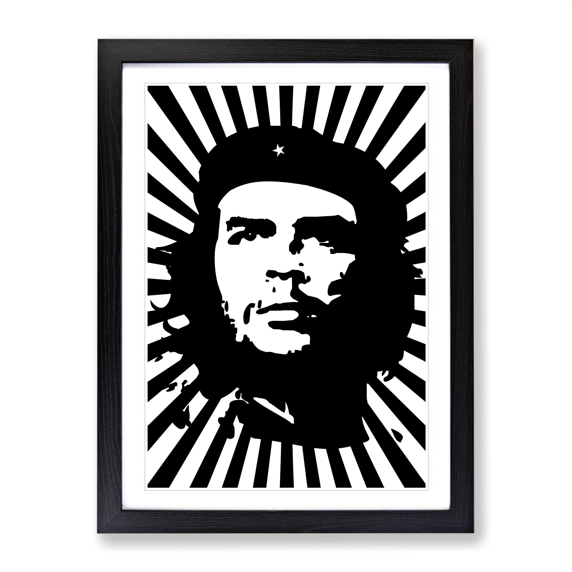 Che Guevara Modern Framed Wall Art Print, Ready to Hang Picture for Living Room Bedroom Home Office Décor, Black A4 (34 x 25 cm)