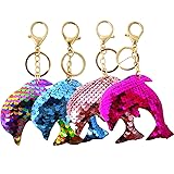 Honbay 4PCS Sparkly Sequins Keychains Ocean Theme