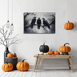 Dark Academia Canvas Wall Art Raven Picture Gothic
