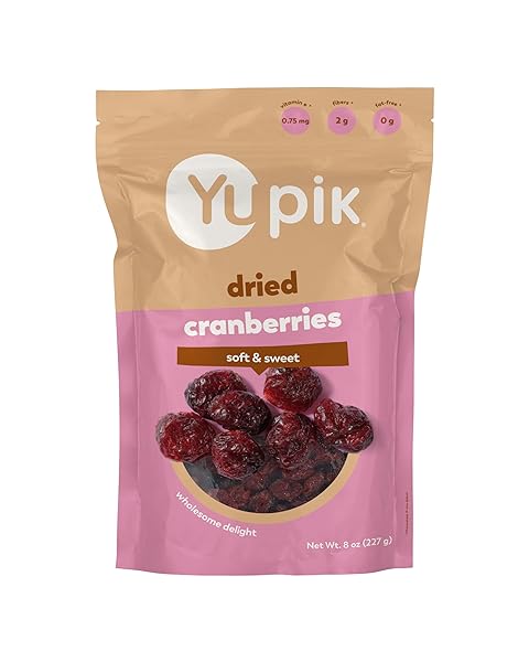 YUPIK DRIED CRANBERRIES, 8 OZ, GLUTEN-FREE, KOSHER, DRIED FRUITS, WHOLE CRANBERRIES, LIGHTLY SWEETENED, HEALTHY SNACKS
