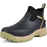Kalkal Men's Rubber Boots, Waterproof Ankle Rain Boots, Insulated Working Booties with Comfortable Sports Sole, Outdoor Mud Boots for Yard Chore