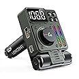LENCENT FM Bluetooth 5.3 Transmitter for Car, Adjustable Treble and Bass Sound Music Player, Bluetooth Car Adapter for Hands Free Calls, Supports PD30W Fast Charging, U Disk, Siri Google Assistant