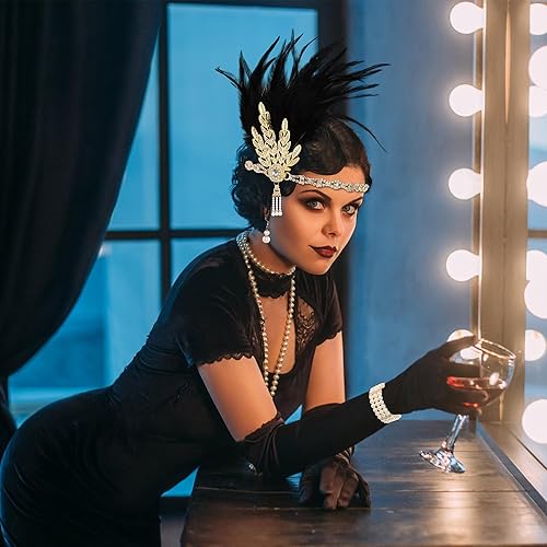 HWTZOIA 1920s Gatsby Accessories Set for Women Flapper Costume Accessories  Roaring 20s Accessories for Women F