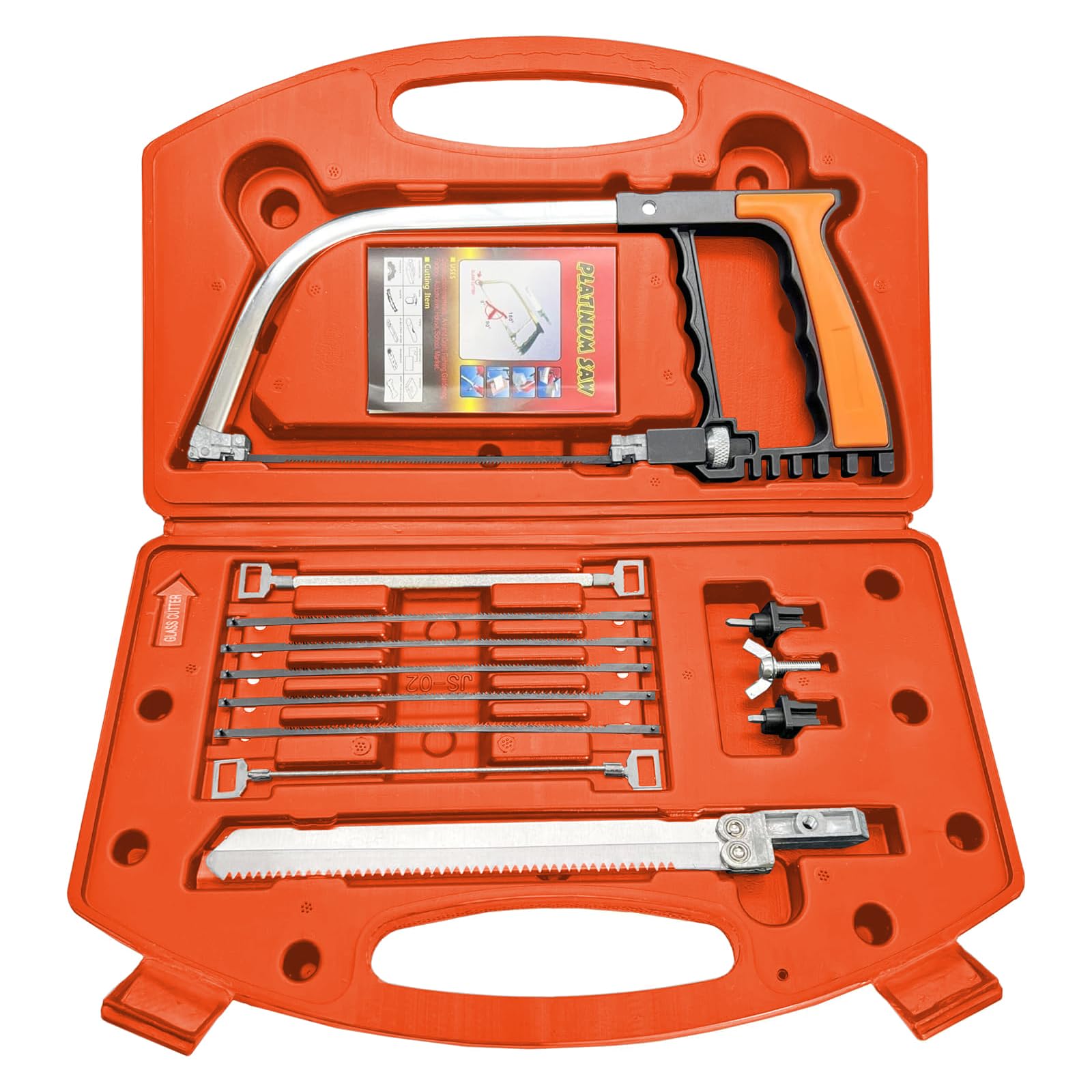 13 in 1 Multifunctional Hacksaw Tool for Metal/Wood/Plastic Cutting | Interchangeable Blades & Storage Box | Compact Design for DIY Projects & Precision Cutting (Orange)