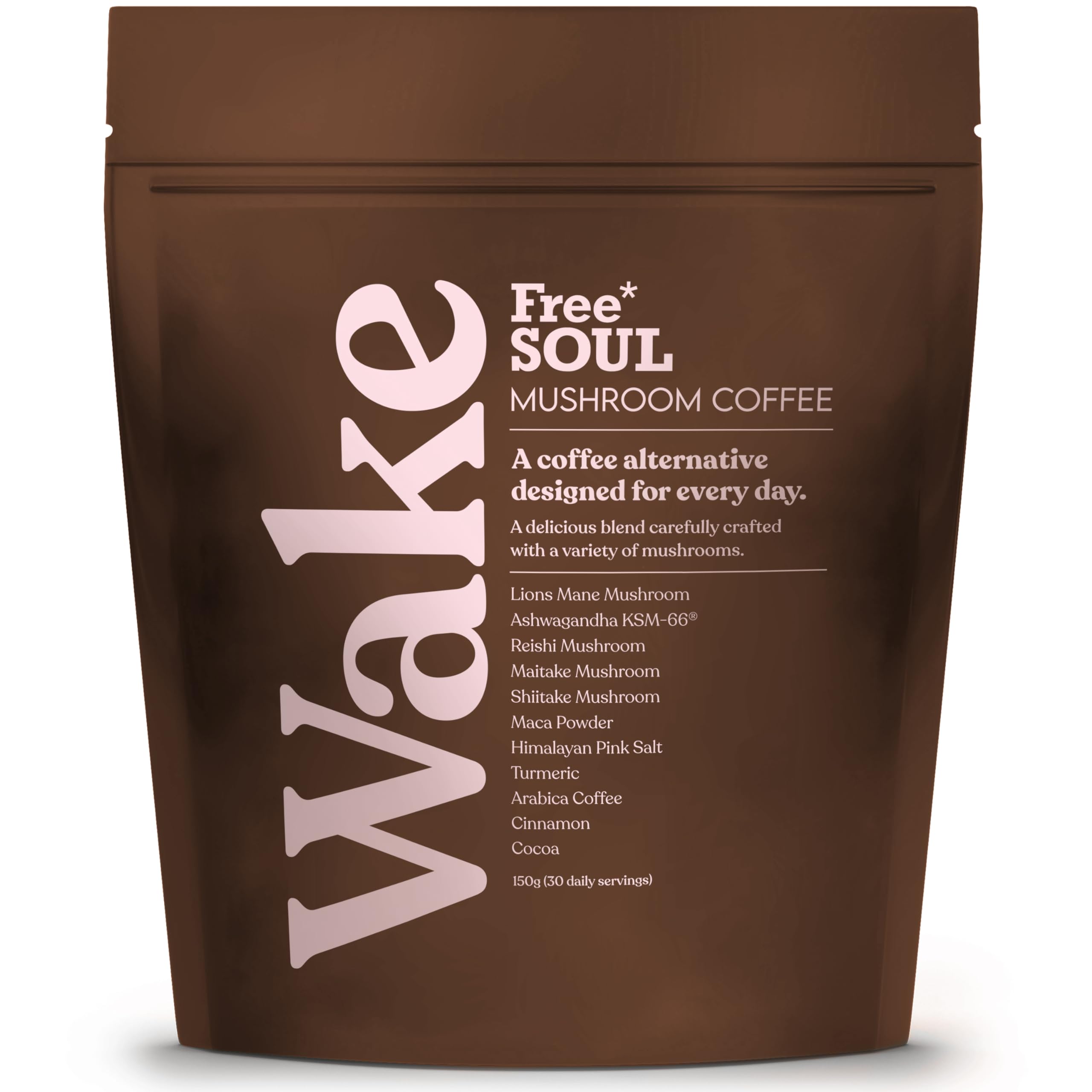 Free Soul Wake | Mushroom Coffee with Lion’s Mane & KSM-66 Ashwagandha | Advanced Functional Blend with Superfoods & Ayurvedic Herbs | 30 Servings