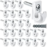 White Down Wall Clip Closet Shelves Wire Shelf Loop Clips Plastic Heavy Duty Brackets Included Screws and Expansion Tubes for