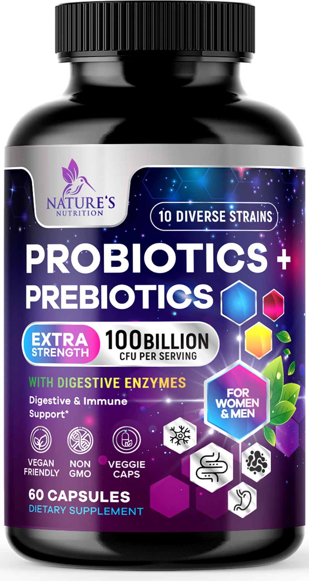 Probiotics + Prebiotics Extra Strength 100 Billion CFU