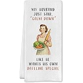 SereneHanctuary Funny Kitchen Towels,Funny Sarcastic Saying Dish Towels for Kitchen,Sarcastic Gifts for Women Housewife,16X24 Inches