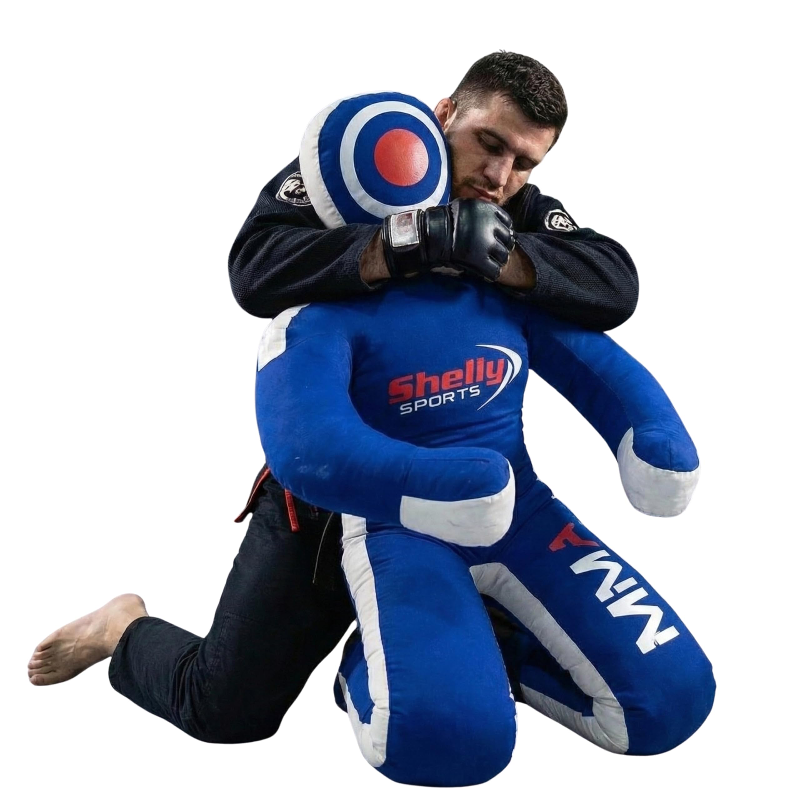 Shelly MMA Dummy Judo Grappling Dummy Punching Bag Brazilian BJJ JIU Jitsu Sitting Position Wrestling Martial Arts Boxing Karate Training Dummy - Canvas - UNFILLED (Blue - Canvas, 70")