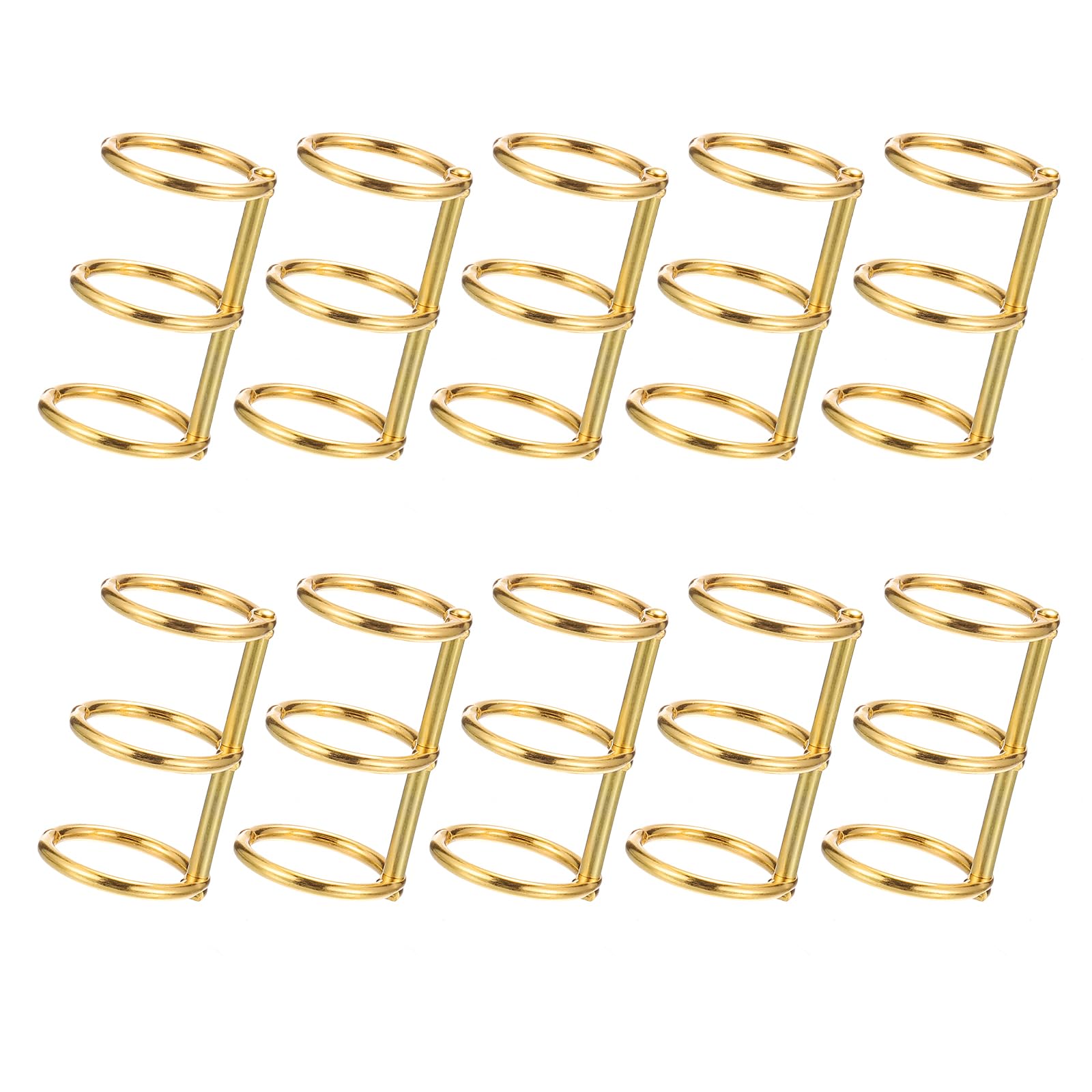 PATIKIL 20mm Loose Leaf Binder Rings, 10 Pack 3-Rings Book Binder Ring Alloy Snap Split Hinged for DIY Travel Diary Photo Album Binding Spines, Golden