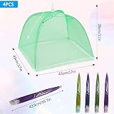 AKOFIC 4 Pack 17in Pop Up Mesh Food Covers Tent Umbrella Yellow Green Blue view 3