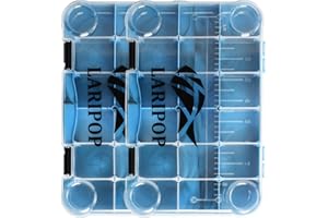 LARIPOP 3600 Tackle Box, Plastic Tackle Trays, Transparent Fishing Tackle Box Organizer with Removable Dividers,2 Packs Lure Boxes Terminal Tackle Storage,Lure Box and Parts Storage