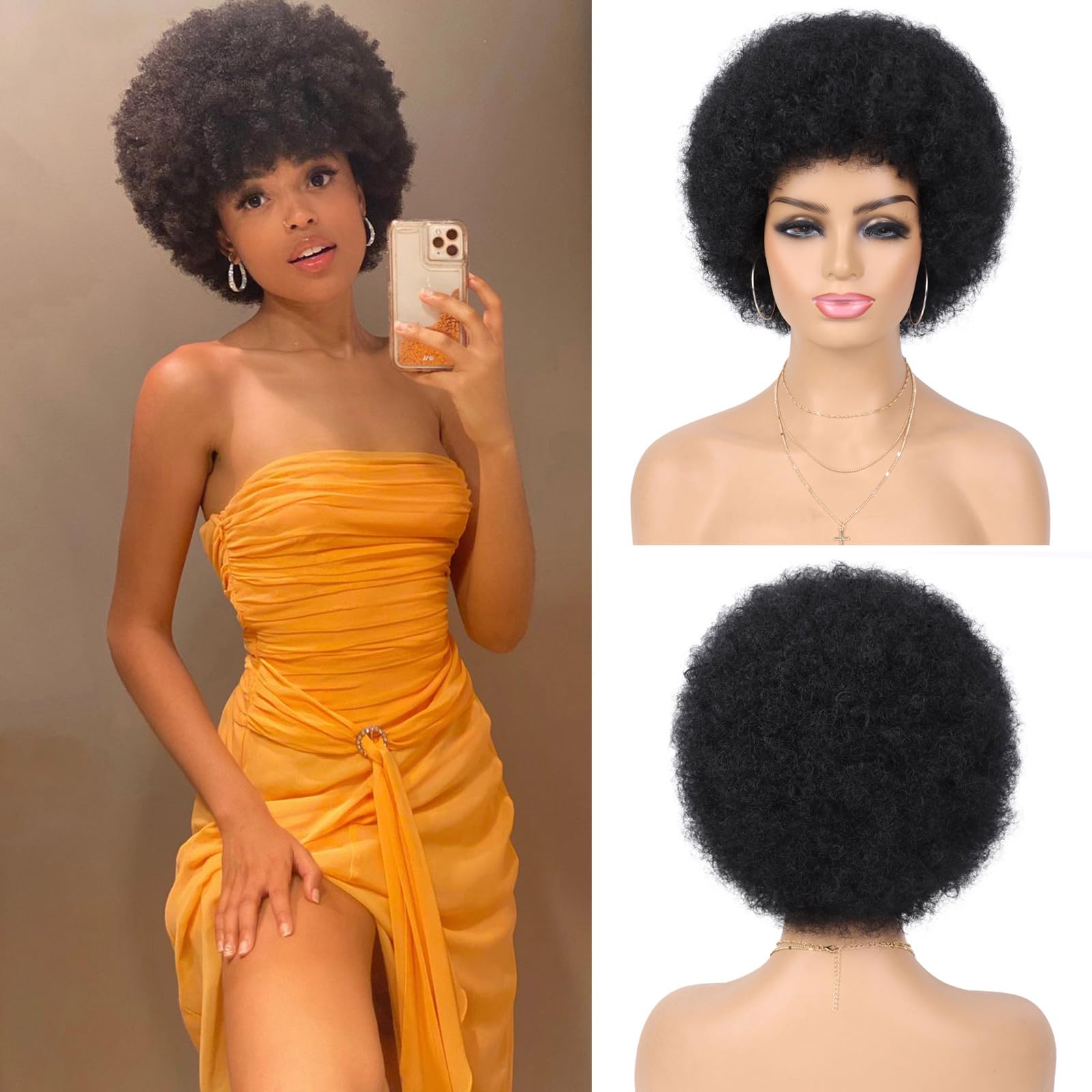 Photo 1 of G&T Wig 70s Afro Wigs for Black Women, Afro Puff Wigs Bouncy and Soft Natural Looking Daily Party Cosplay Costume Use(1B)LPNPMER1535347
