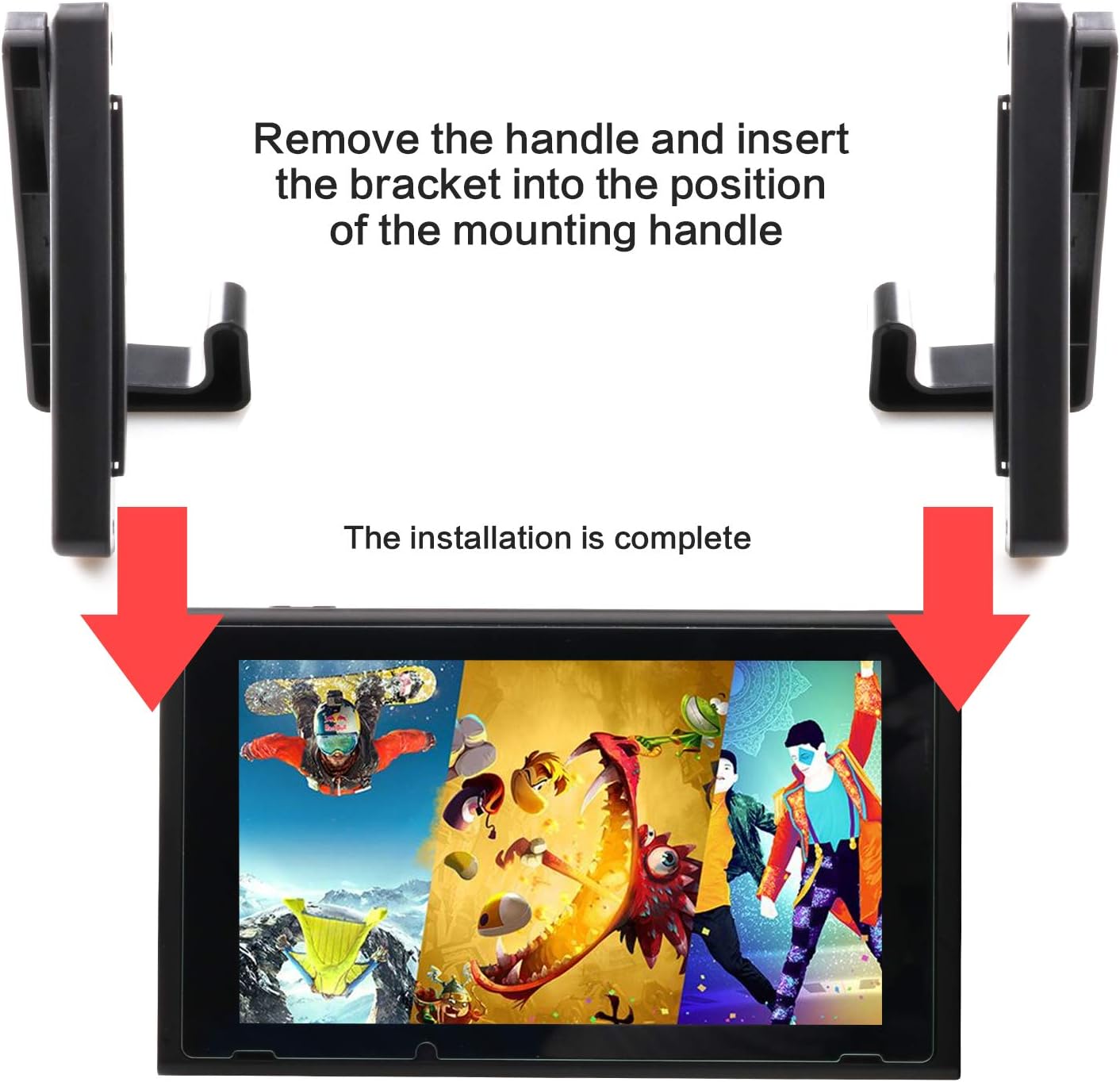 Stand for Nintendo Switch, Holder for Nintendo Switch and Switch Car Mount - Black ( 2 in 1)