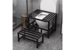 Joaaea Squat Toilet Converter Frame with Footstool,Reinforced Arc Design with Anti-Slip Pads – Toilet Transition Aid for Elde