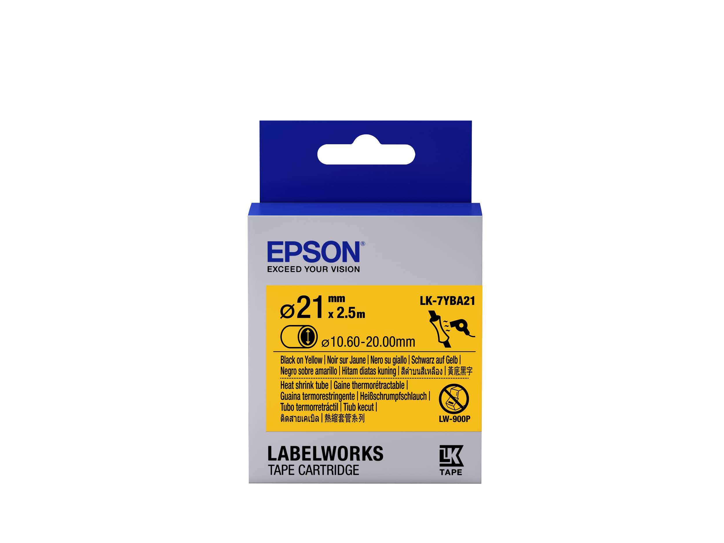 Epson LK-7YBA21 - Label-Making Tapes (Black on Yellow, LabelWorks LW-1000P LabelWorks LW-300 LabelWorks LW-400 LabelWorks LW-400VP LabelWorks LW-600P, Blister)