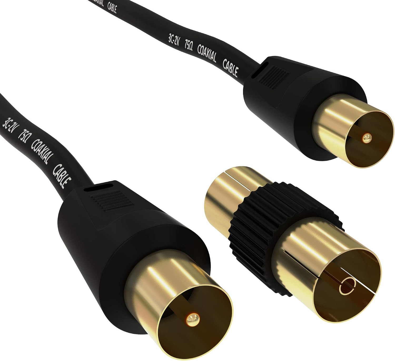 ConnectingU Black 2 Cable Kit (THIS IS NOT an HDMI to Coax convertor). 1x 0.5m HDMI Cable Male to Male with Ethernet bundled with a 1x 0.5m TV Aerial Cable Male to Male with Female to Female Coupler - Image 4