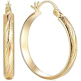 DZCYAN 14K Gold Hoop Earrings for Women Gold Hoop Earrings for Women Hoops Earring for Womens Grainy Hoops Earring for Womens 20/25/30mm