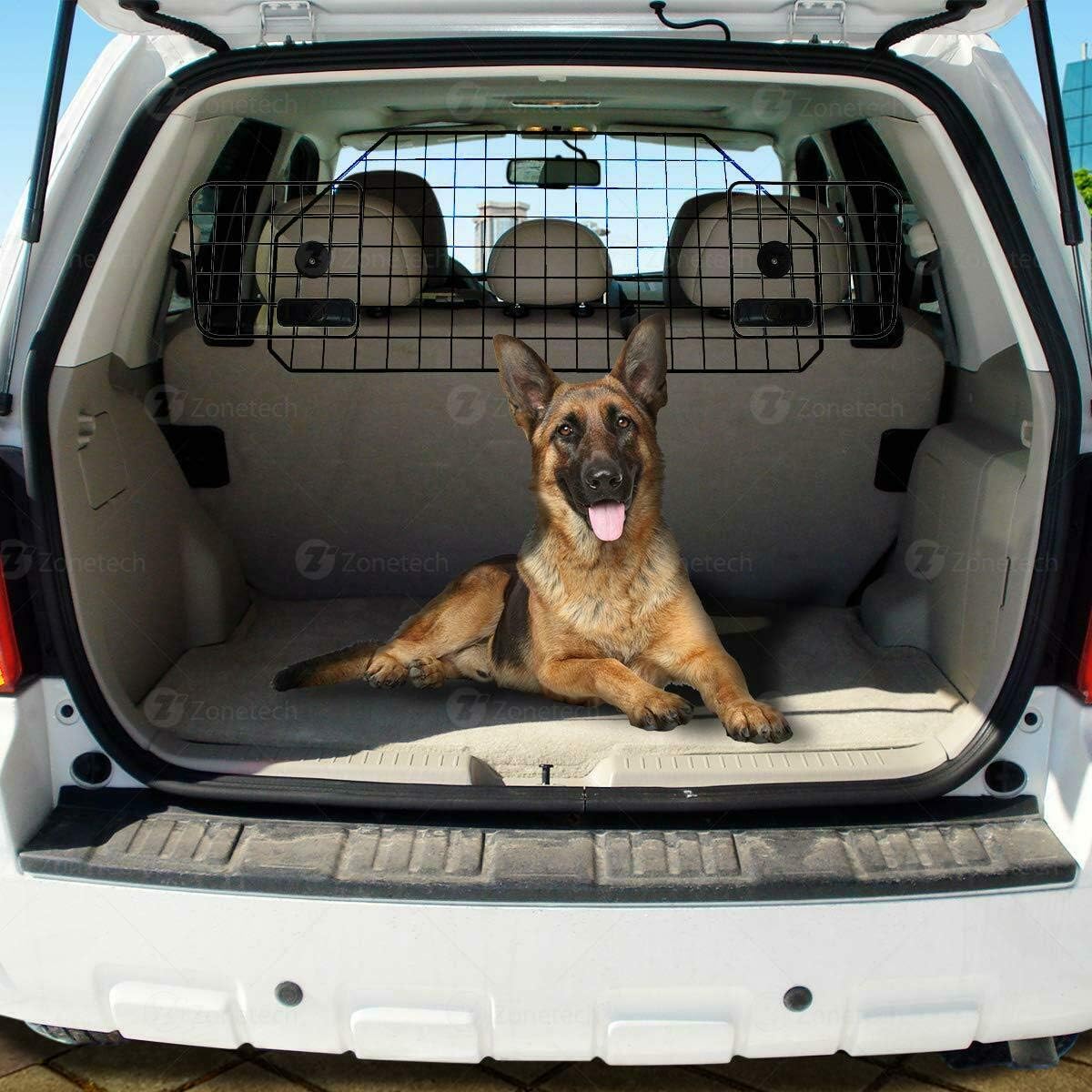 Car Dog Universal Pet Barrier - Zone Tech Premium Quality Black Heavy Duty Coated Wire Adjustable Mounted Headrest Barrier for Pet/Dog Safety Automotive : Pet Supplies