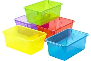 Storex Small Cubby Bin, 12.2 x 7.8 x 5.1 Inches, Assorted Candy, 5-Pack (62490U05C)