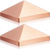 Blulu 2 Pcs 4 x 4 Inch Solid Copper Post Caps, Pyramid for Wood Metal | Fence Pyramid Decking Caps for True/actual Metal Wood Cedar Fence Deck Corridors Mailbox Posts End Cover