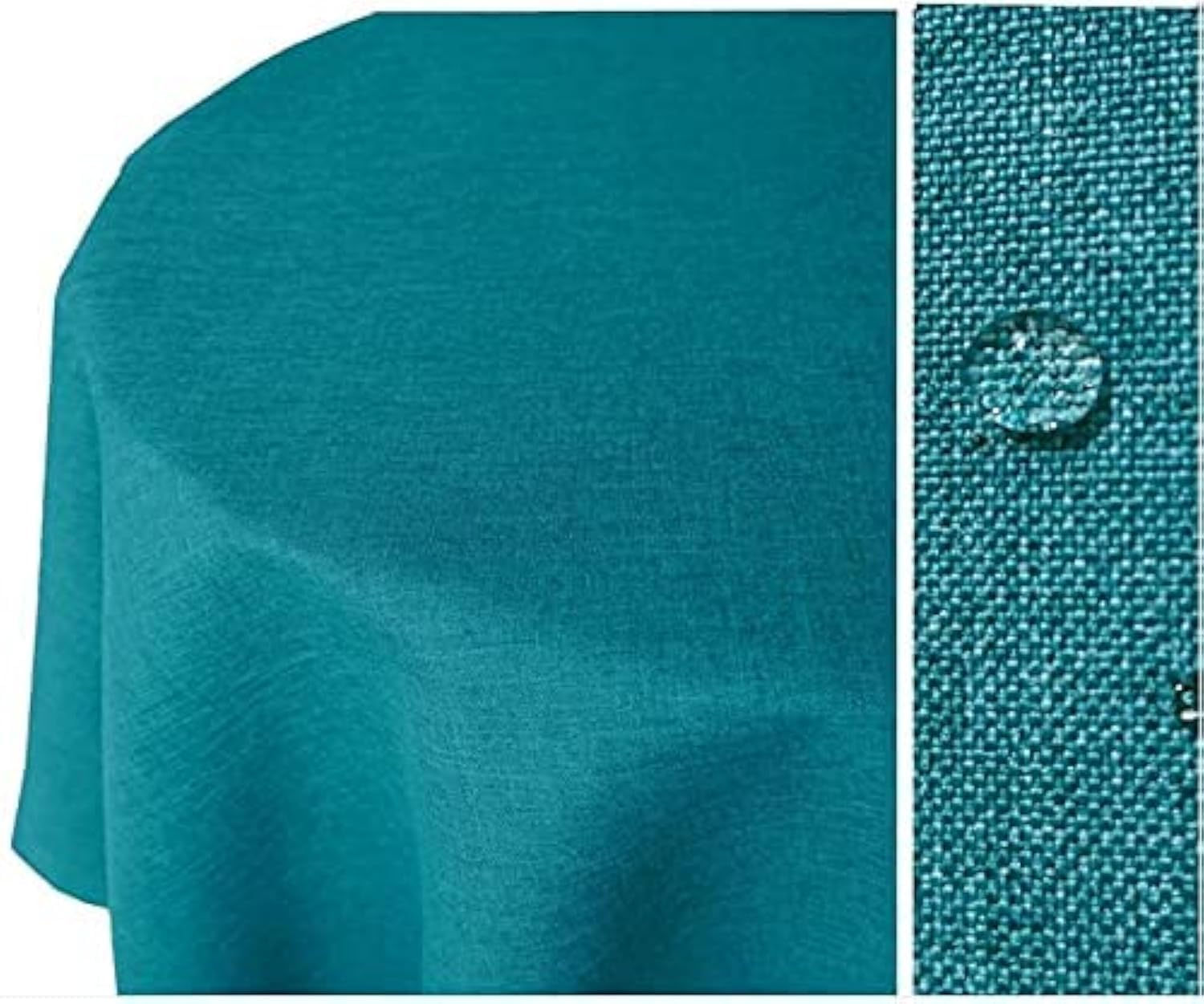 texpot Stain-Resistant Tablecloth, White, Choice of Sizes, Wrapped Hem, Easy Care, Waterproof, 160 cm, Round Petrol Blue