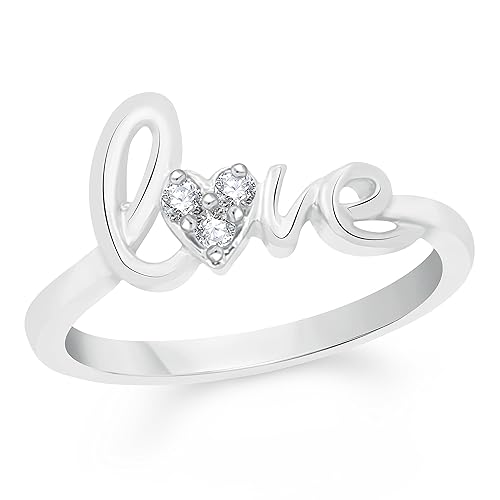 VK Jewels Love Rhodium Plated Alloy Ring for Women & Girls Made with Cubic Zirconia- FR2278R [VKFR2278R]