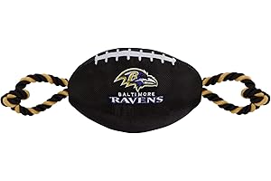 Pets First NFL Baltimore Ravens Football Dog Toy, Tough Quality Nylon Materials, Strong Pull Ropes, Inner Squeaker, NFL Team Color