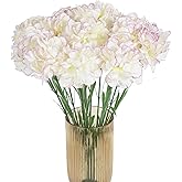 INSUNSIX Carnations Artificial Flowers Bulk 15PCS Carnations Flowers Silk Flowers 21.25in Fake Flowers for Wedding Home Table Centerpieces Floral Arrangements(Purple Edge)
