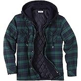 COOFANDY Men's Flannel Shirt Jacket Warm Quilted Lined Hooded Long Sleeve Plaid Shirt Jackets