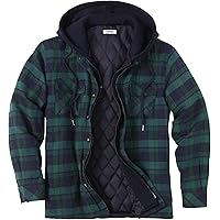ZENTHACE Men's Thicken Plaid Hooded Flannel Shirt Jacket with