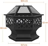 Yaheetech Hexagon Fire Pit Heavy Duty Outdoor Fire Bowl with Mesh Screen and view 8