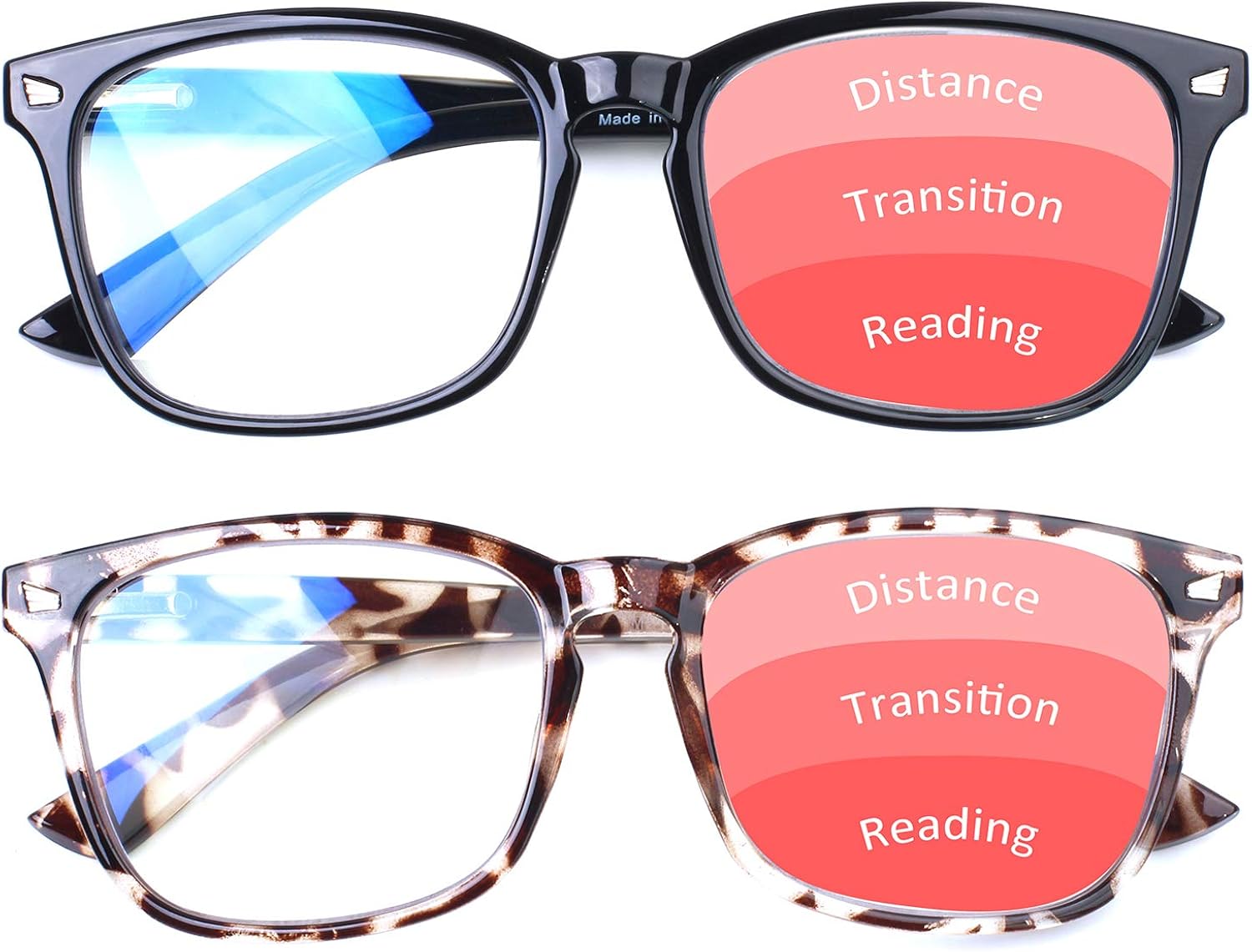 2 Pack Progressive Multifocus Reading Glasses Blue Light Blocking Women