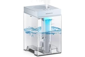 INSENVO Humidifier 7.5L for Large Bedroom, Top Fill& Anti-leak Design, Ultrasonic Cool Mist Air Humidifers Indoor for Baby&Plants, Disassemble&Clean Easily, Visualized Water Tank, Auto Shut-off, Grey