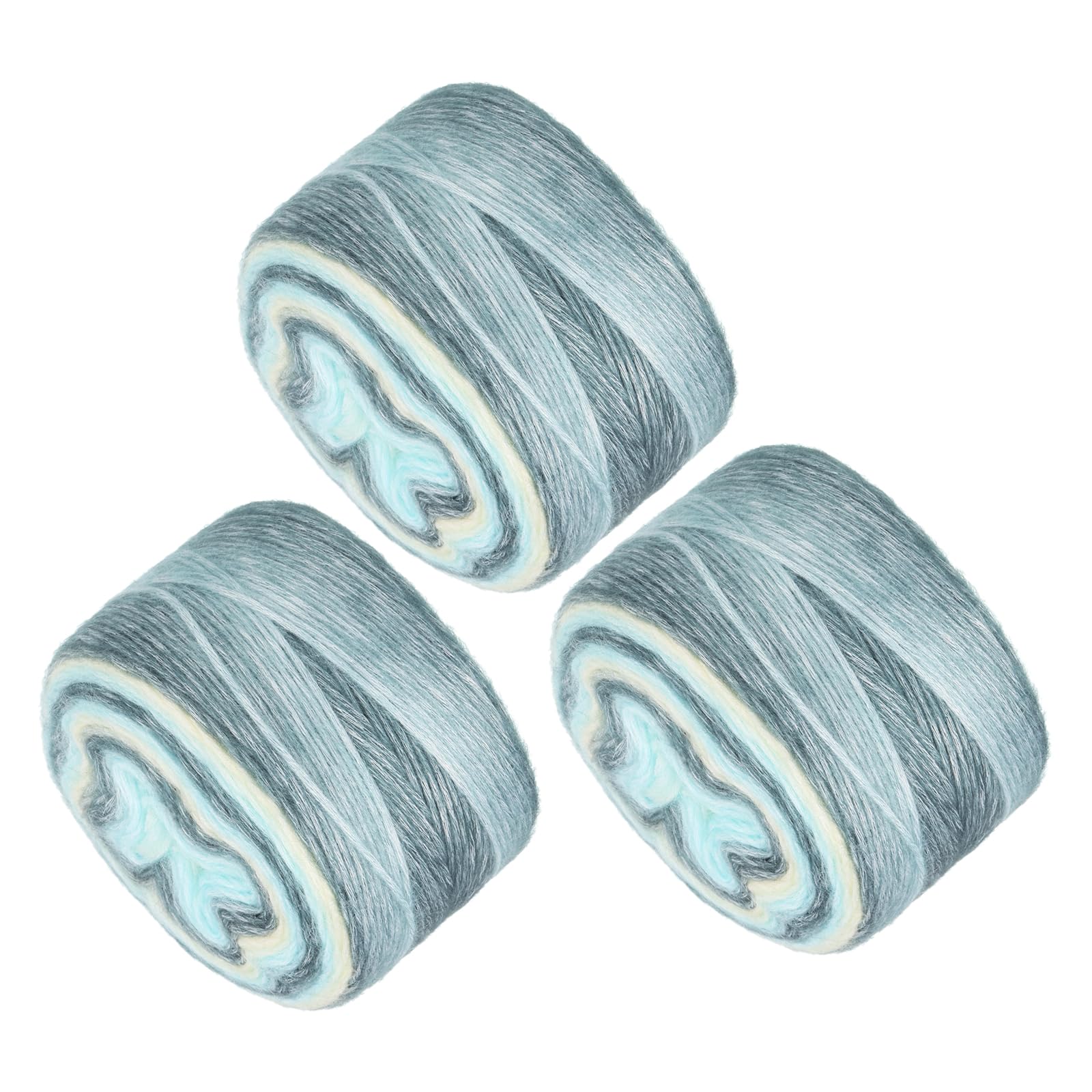 METALLIXITY Gradient Cake Cotton Yarns(100g/7oz) 3Pcs, Wool Flowers Yarn, Mixed Light Yellow