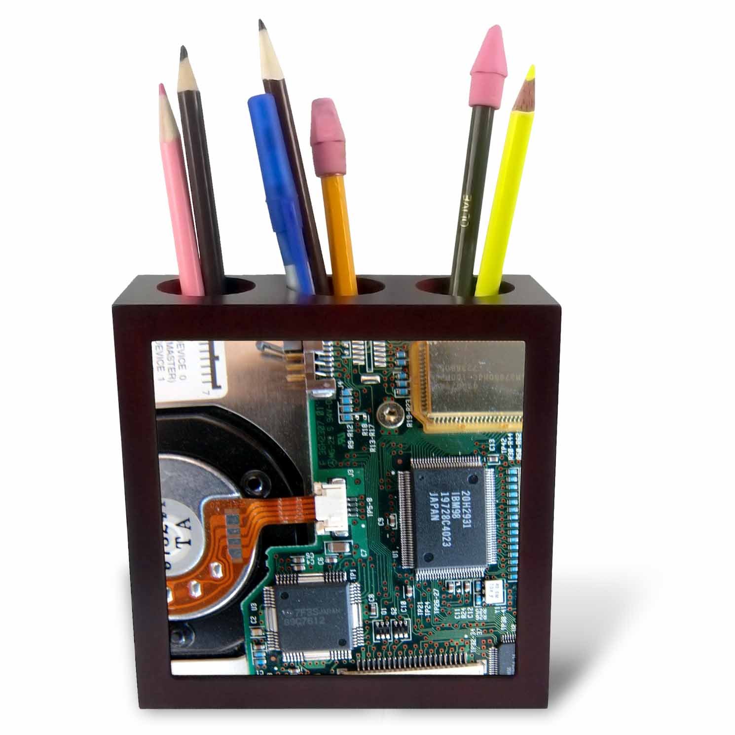 3dRose Computer World, 5-Inch (Ph_14485_1), 5 inch Tile Pen Holder