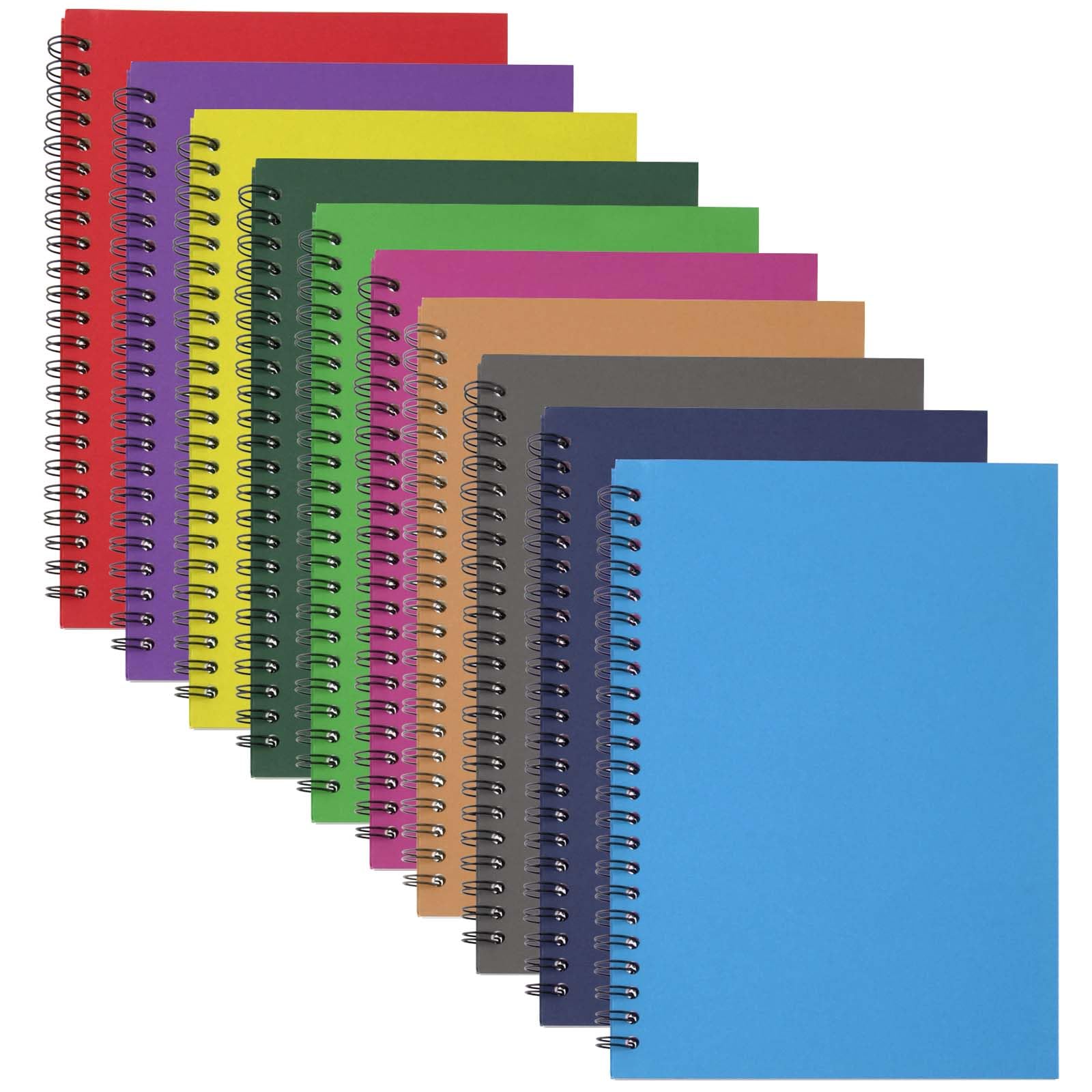 SEUNMUK 10 Pack A5 Spiral Notebook Lined, Spiral Notebook with Kraft Cover, Lined Sketchbook for Travel, Office（10 Colors ）