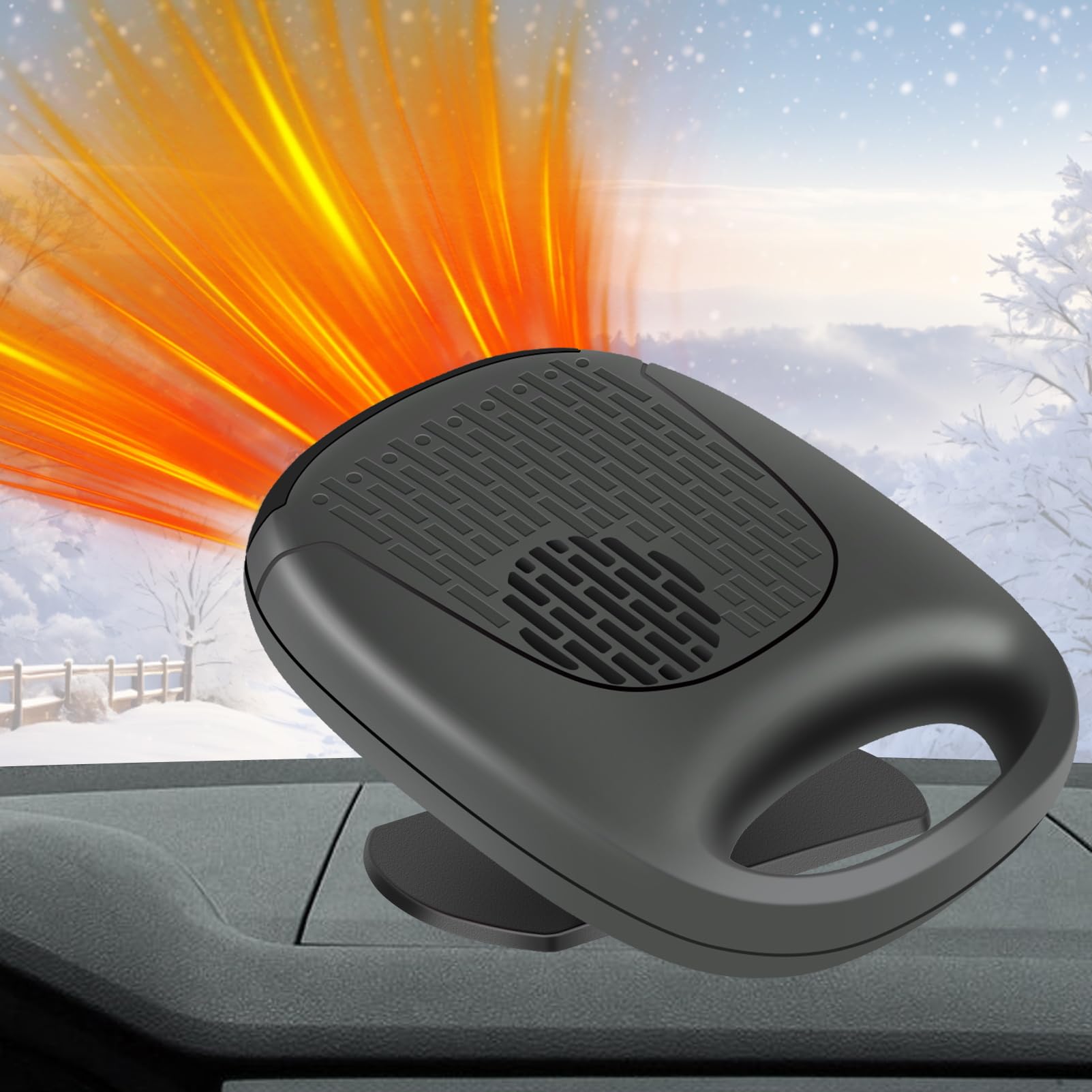 Photo 1 of 12V Portable Car Heater & Defroster – 120W Turbo Fast Heating/Cooling, 360° Adjustable, Plug & Play for Cars/SUVs/RVs – Dual Defog & Fog-Free Driving