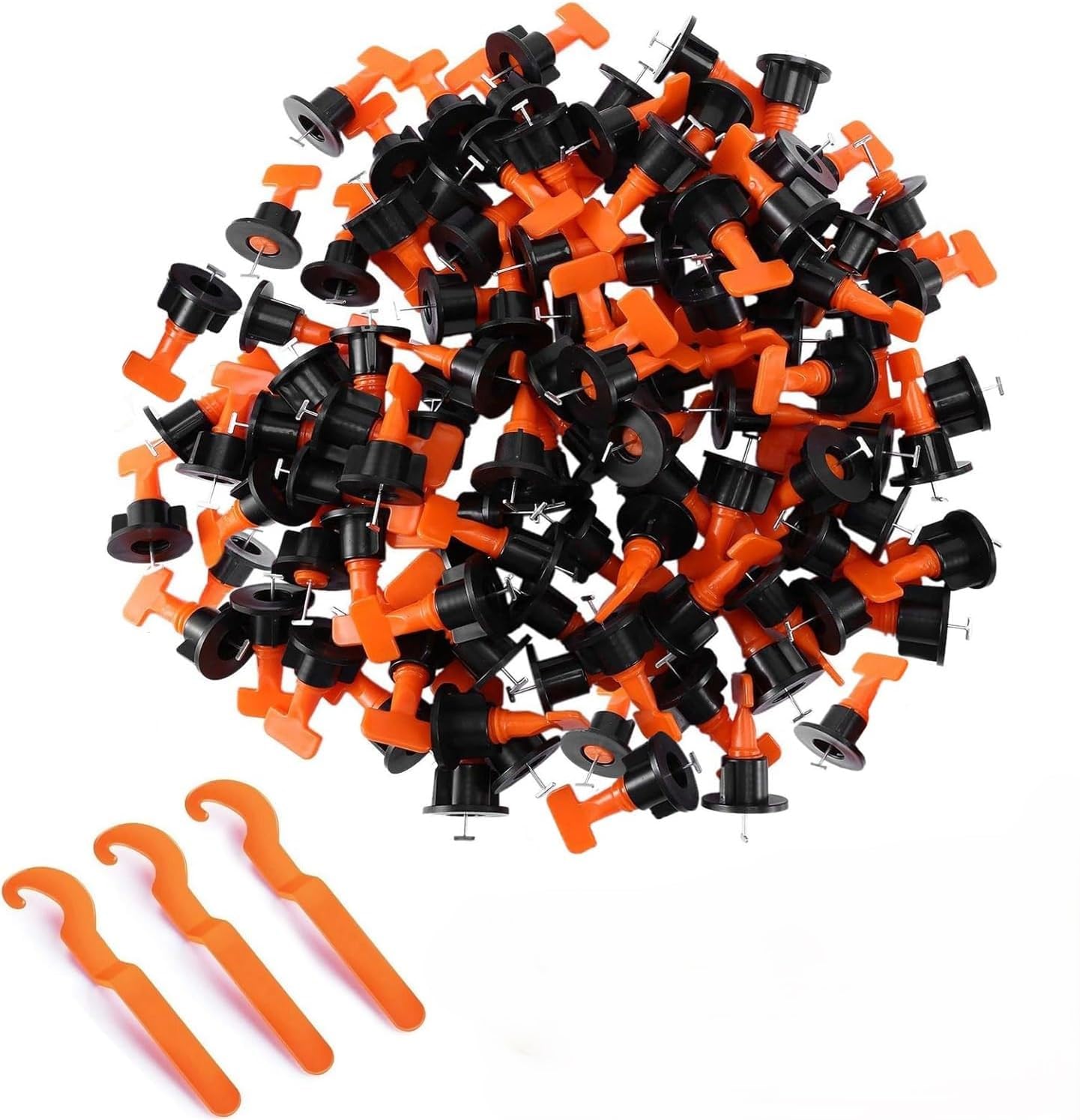 LONENESSL Tile Leveling System Kit, 150pcs Reusable Tile Spacers with 3 Special Wrenches and Retrievable Steel Needle, Tile Leveling Tool Kit for Wall Floor Ceramic Tile(150pcs), DBJ-50