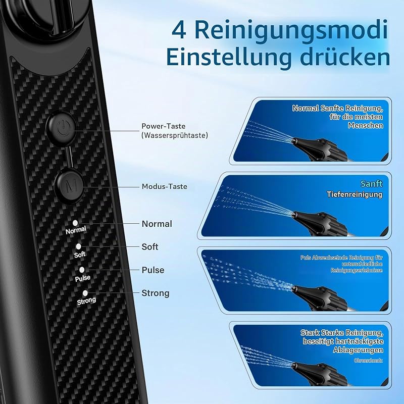 Elektrischer Ohrreiniger, Ohrenschmalz Entferner mit 5 Reinigungsmodi, Ohrenspülung Elektrisch, IPX5 Wasserdicht, 200ml Wassertank, USB-C Wiederaufladbar