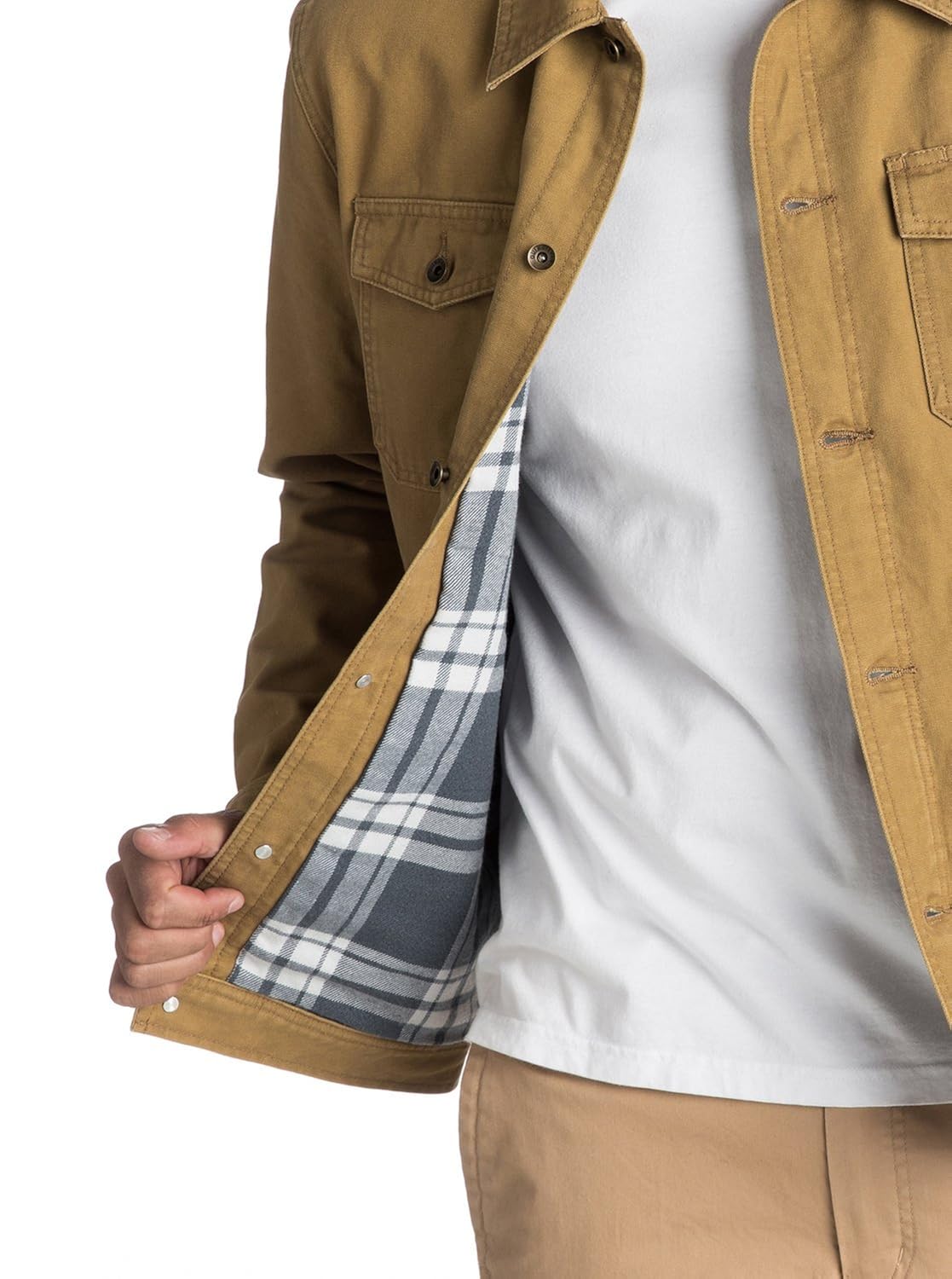 QUIKSILVER Mens Tradie Canvas Button Down Jacket Clothing, Shoes