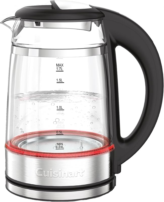 Bollitore in vetro 1,7 L con controllo temperatura variabile, ebollizione rapida 3 kW, design doppia parete, beccuccio antigoccia, base girevole 360°, touch screen, senza BPA