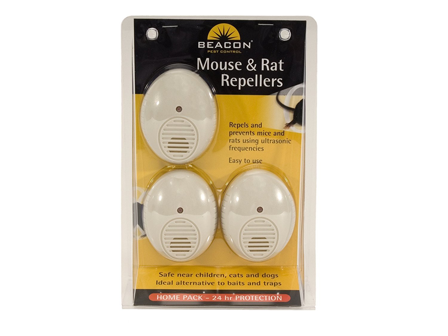 RENTOKIL Mouse & Rat Repeller (Triple Pack) High-Frequency Sound Waves Designed To Be Irritating And Disorienting To Mice And Rats, Simply Plug It In And Enjoy A Rodent-Free Environment