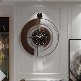 VIVIFLYSE Modern Walnut Marble Dial Wall Clock, Large Wood Metal Frame Silent Non Ticking Wall Clocks for Living Room, Bedroom Decoration, Contemporary Home Wall Decor Gift Idea, 22 in